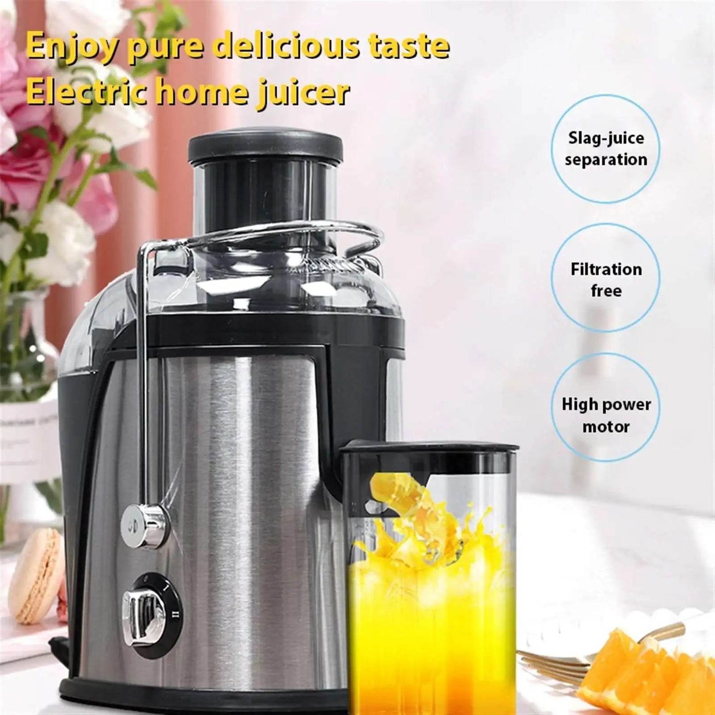 Extracteur de Jus 400W Haute Performance | Double Vitesse, Acier Inoxydable, Bac 1.5L | Garantie 2 Ans (Modèle X) - Ma Cuisine Boutique