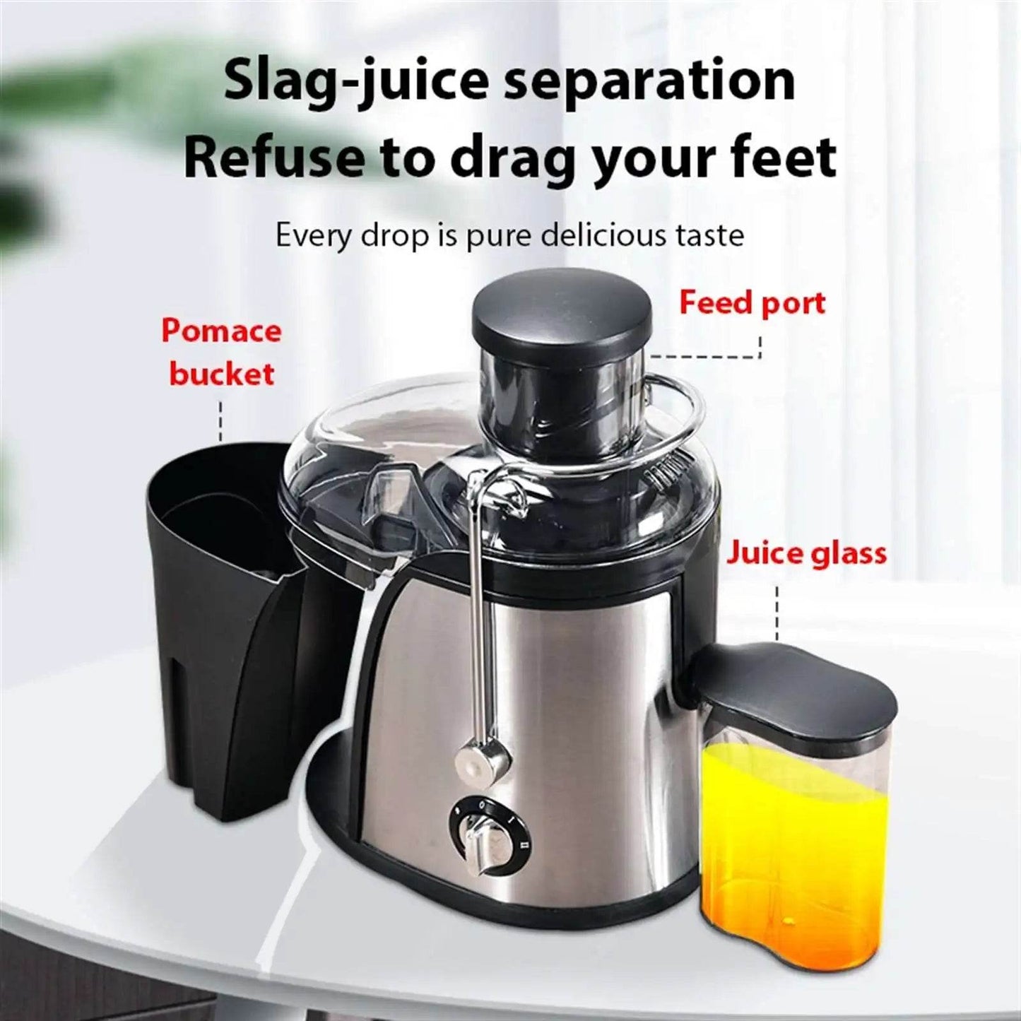 Extracteur de Jus 400W Haute Performance | Double Vitesse, Acier Inoxydable, Bac 1.5L | Garantie 2 Ans (Modèle X) - Ma Cuisine Boutique