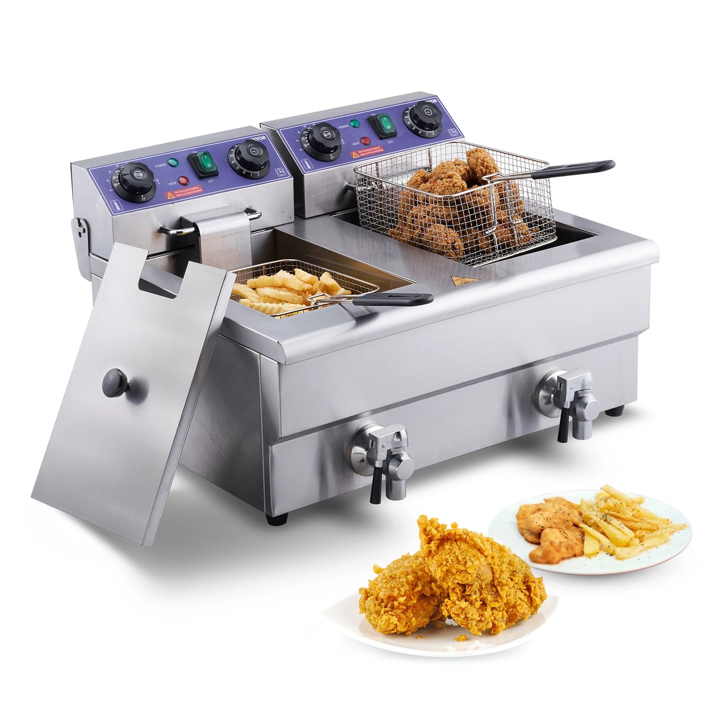 Friteuse professionnelle SucceBuy à double cuve – Puissance et précision pour une friture parfaite