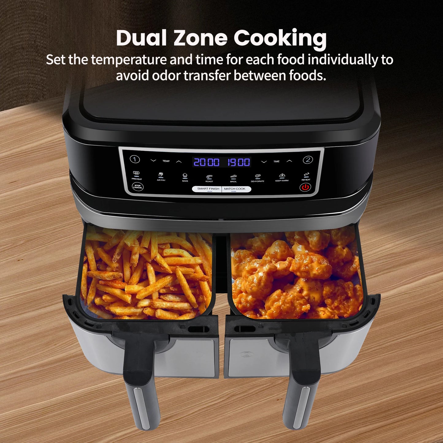 Friteuse à Air Chaud XXL 9L Double Compartiment – Cuisinez Sainement et Rapidement