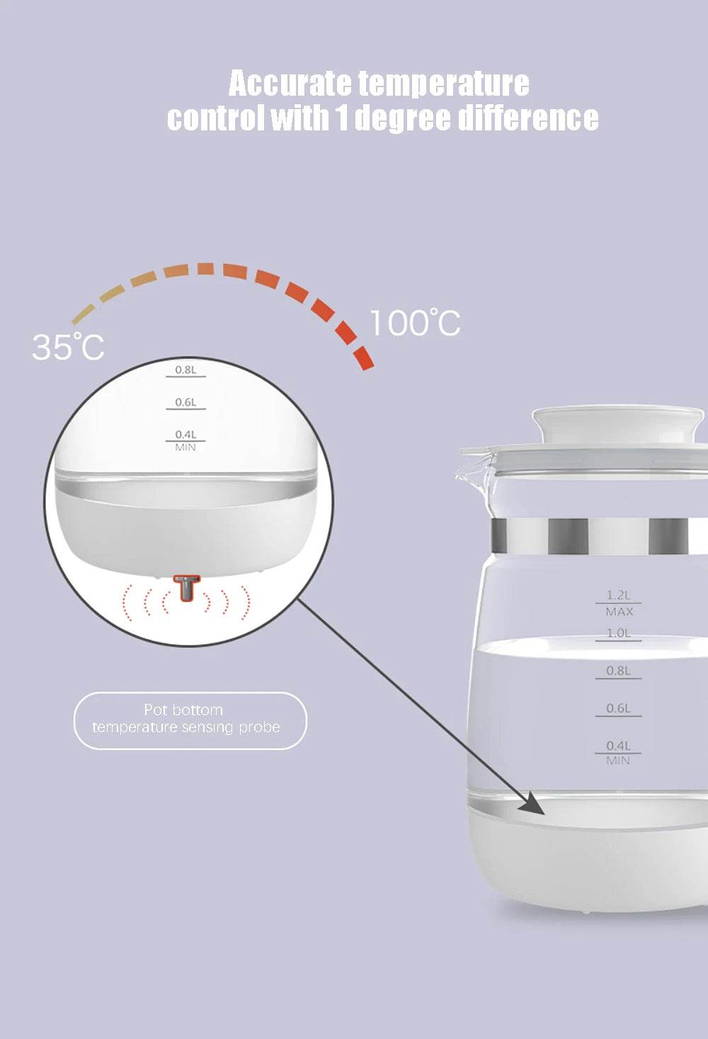 Bouilloire Thermostatique Bébé 1,2 L – Chauffe Lait Sans BPA - Ma Cuisine Boutique