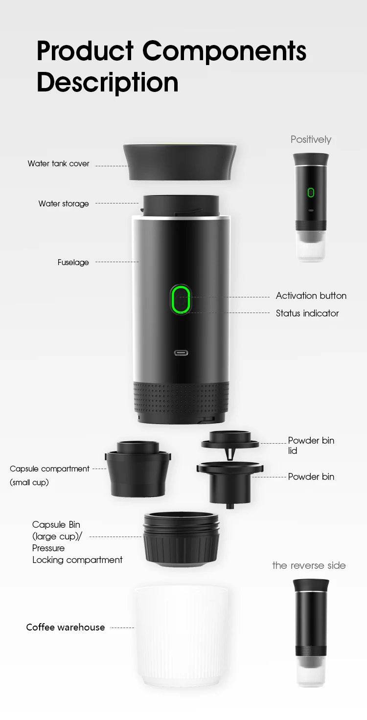 đ Machine Ă CafĂ© Expresso Portable 2024 â Barista Ălectrique 20 Bars | 3-en-1 Capsules/CafĂ© Moulu/Dosettes | Autonomie Longue DurĂ©e - Ma Cuisine Boutique