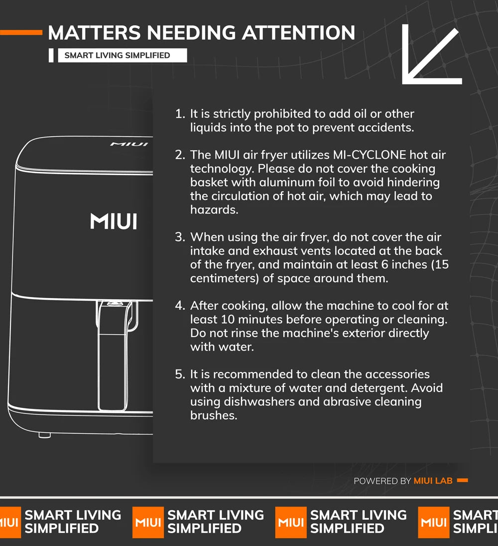 Friteuse Sans Huile MIUI 5L – Cuisine Saine, Rapide et Familiale