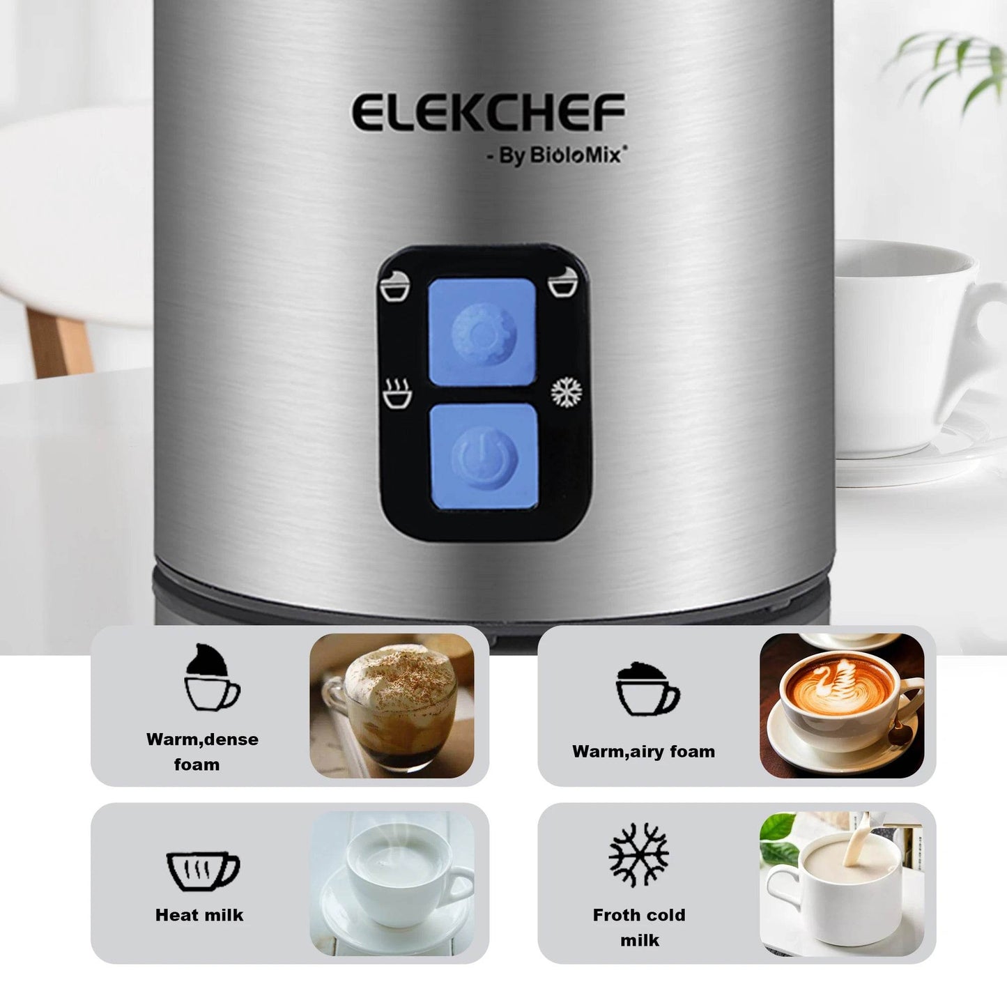 mousseur à lait électrique BioloMix 4 en 1 – Latte, Cappuccino, Chocolat Chaud et Plus - Ma Cuisine Boutique