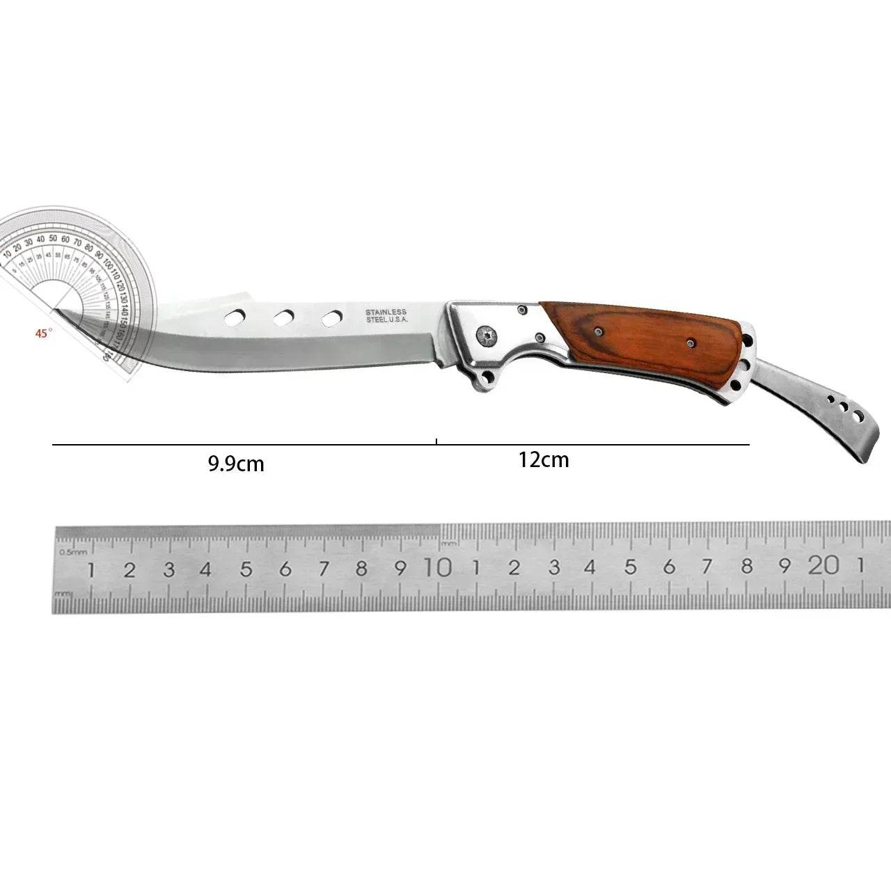 Couteau Pliant Multifonction Outdoor - Acier Inoxydable, Sécurité & Portable (22,5 cm) - Outil Camping, Randonnée, Survie - Ma Cuisine Boutique