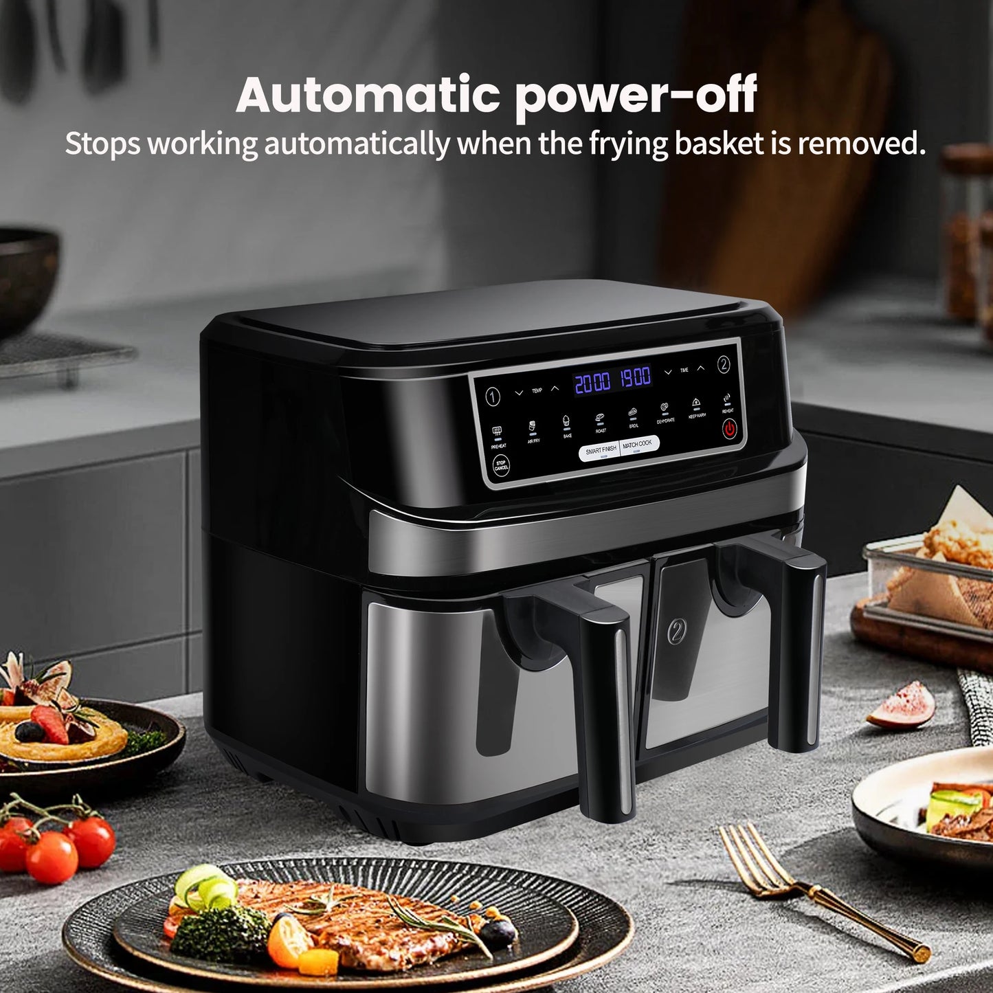 Friteuse à Air Chaud XXL 9L Double Compartiment – Cuisinez Sainement et Rapidement