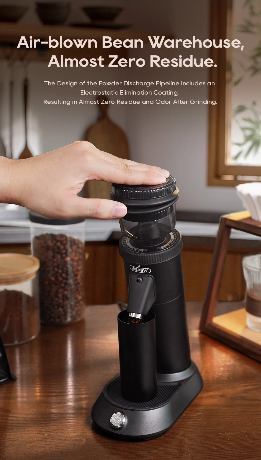 Moulin à café électrique HiBREW G5 – Meules coniques 48mm pour une mouture parfaite