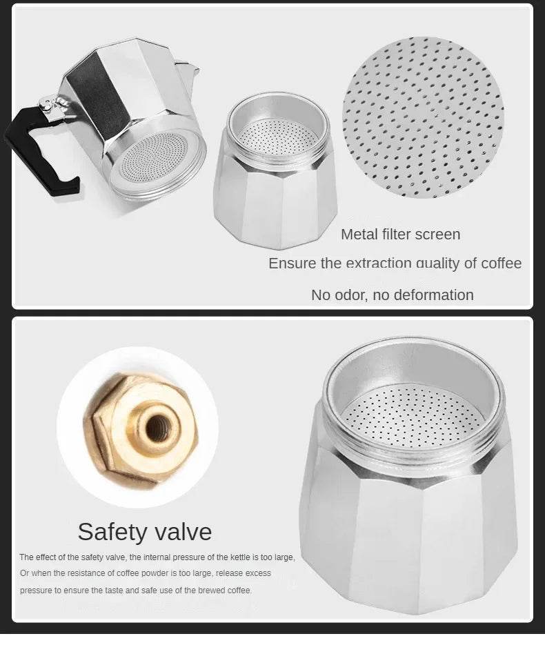 Cafetière Octogonale Italienne en Aluminium - Ma Cuisine Boutique