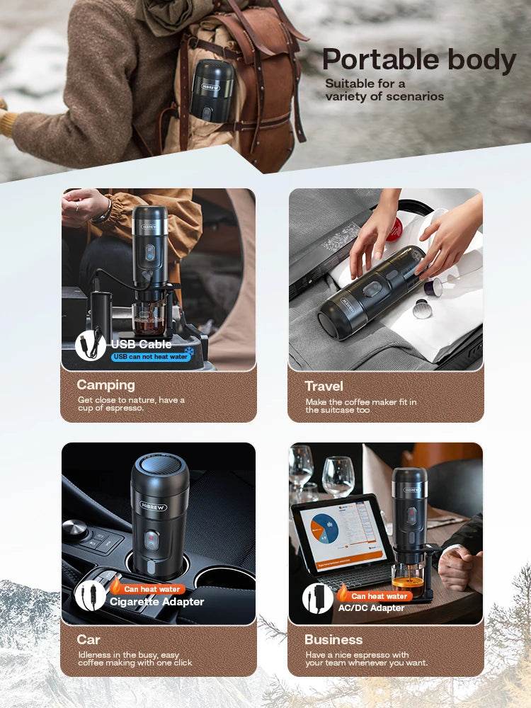 Machine à Café Portable HiBREW - Expresso 12V Nomade pour Voiture, Camping & Bureau - Ma Cuisine Boutique