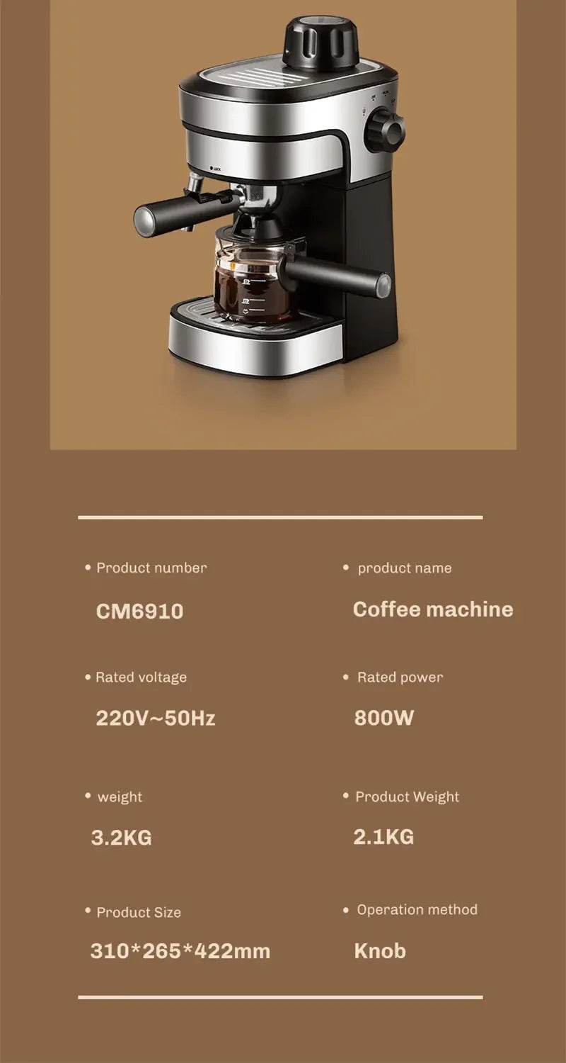 Machine à Cappuccino Expresso – Cafetière Électrique Semi-Automatique 5 Bars - Ma Cuisine Boutique