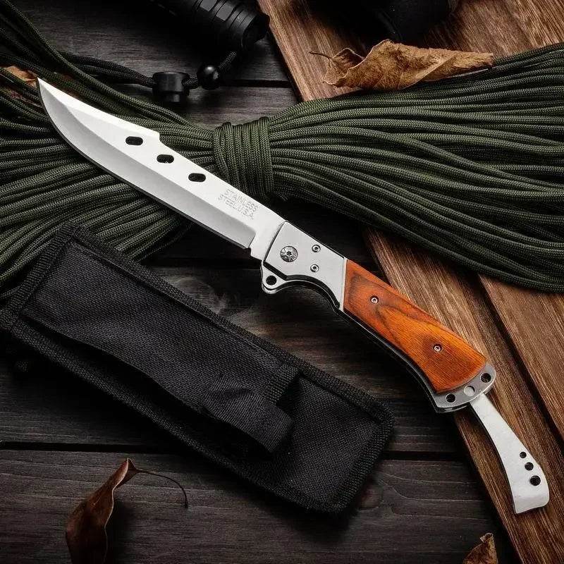 Couteau Pliant Multifonction Outdoor - Acier Inoxydable, Sécurité & Portable (22,5 cm) - Outil Camping, Randonnée, Survie - Ma Cuisine Boutique