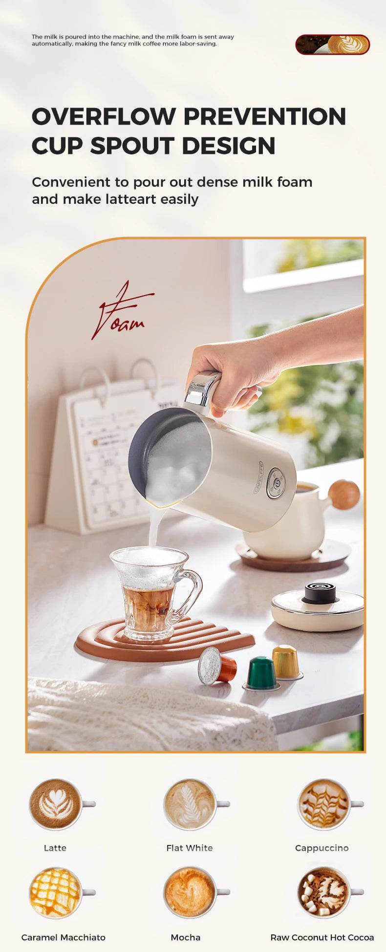 Mousseur à Lait 4-en-1 – Latte, Cappuccino, Chocolat Chaud et Plus - Ma Cuisine Boutique