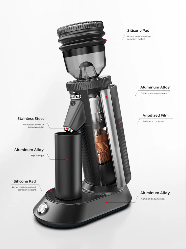 Moulin à café électrique HiBREW G5 – Meules coniques 48mm pour une mouture parfaite