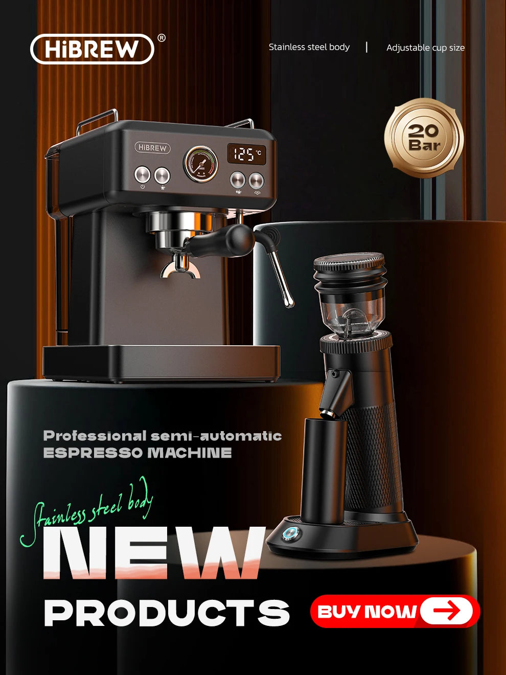Moulin à café électrique HiBREW G5 – Meules coniques 48mm pour une mouture parfaite