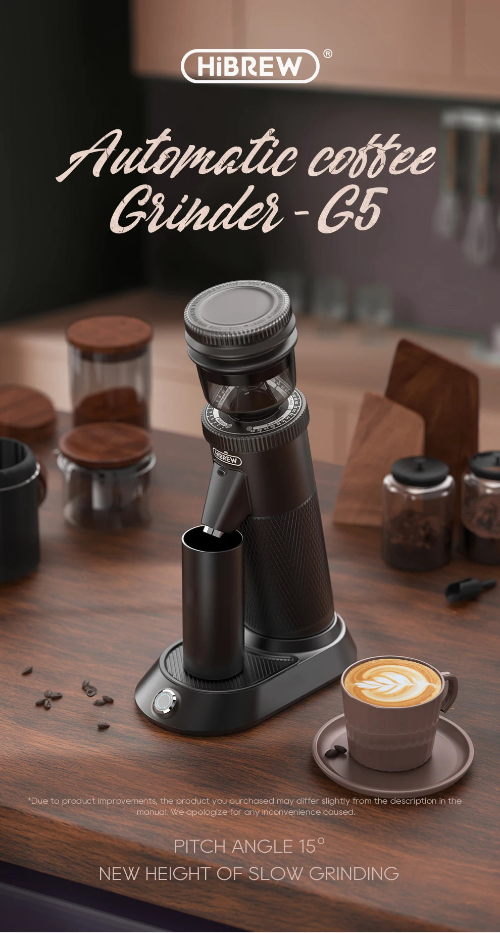 Moulin à café électrique HiBREW G5 – Meules coniques 48mm pour une mouture parfaite