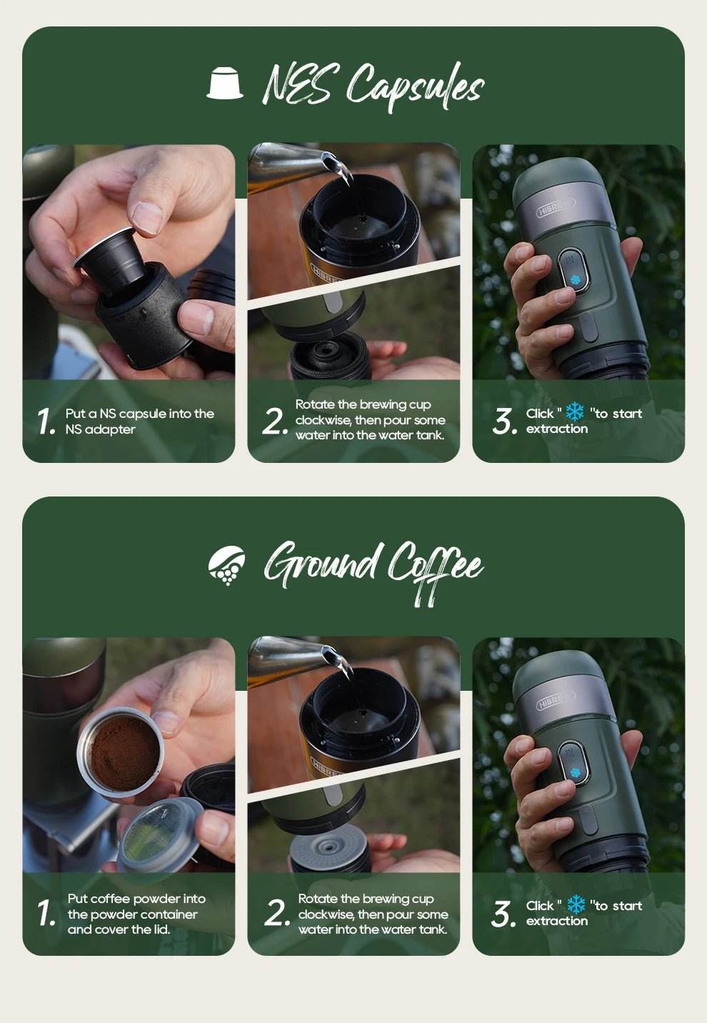 Machine à Expresso Port Électrique HiBREW W | Compatible Capsules & Café Moulu | Design Compact pour Voyage - Ma Cuisine Boutique