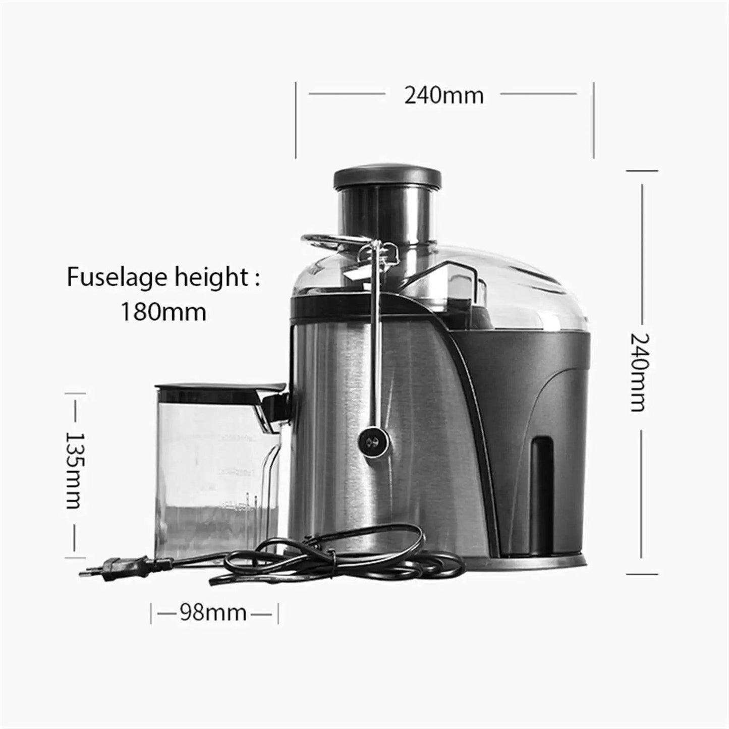 Extracteur de Jus 400W Haute Performance | Double Vitesse, Acier Inoxydable, Bac 1.5L | Garantie 2 Ans (Modèle X) - Ma Cuisine Boutique
