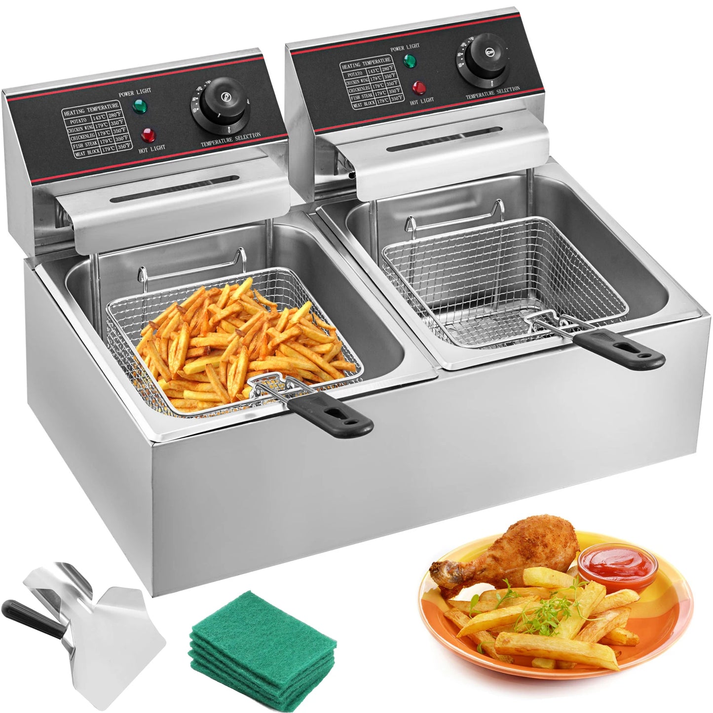 Friteuse professionnelle électrique 12L double cuve – Puissance et performance pour cuisine pro