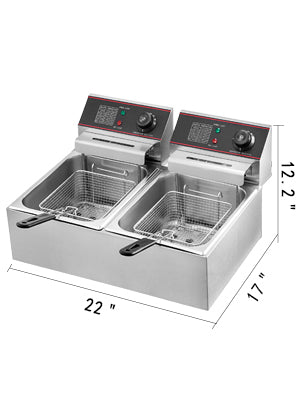 Friteuse professionnelle électrique 12L double cuve – Puissance et performance pour cuisine pro