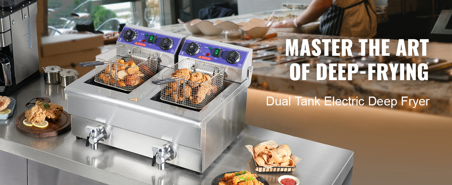 Friteuse professionnelle SucceBuy à double cuve – Puissance et précision pour une friture parfaite