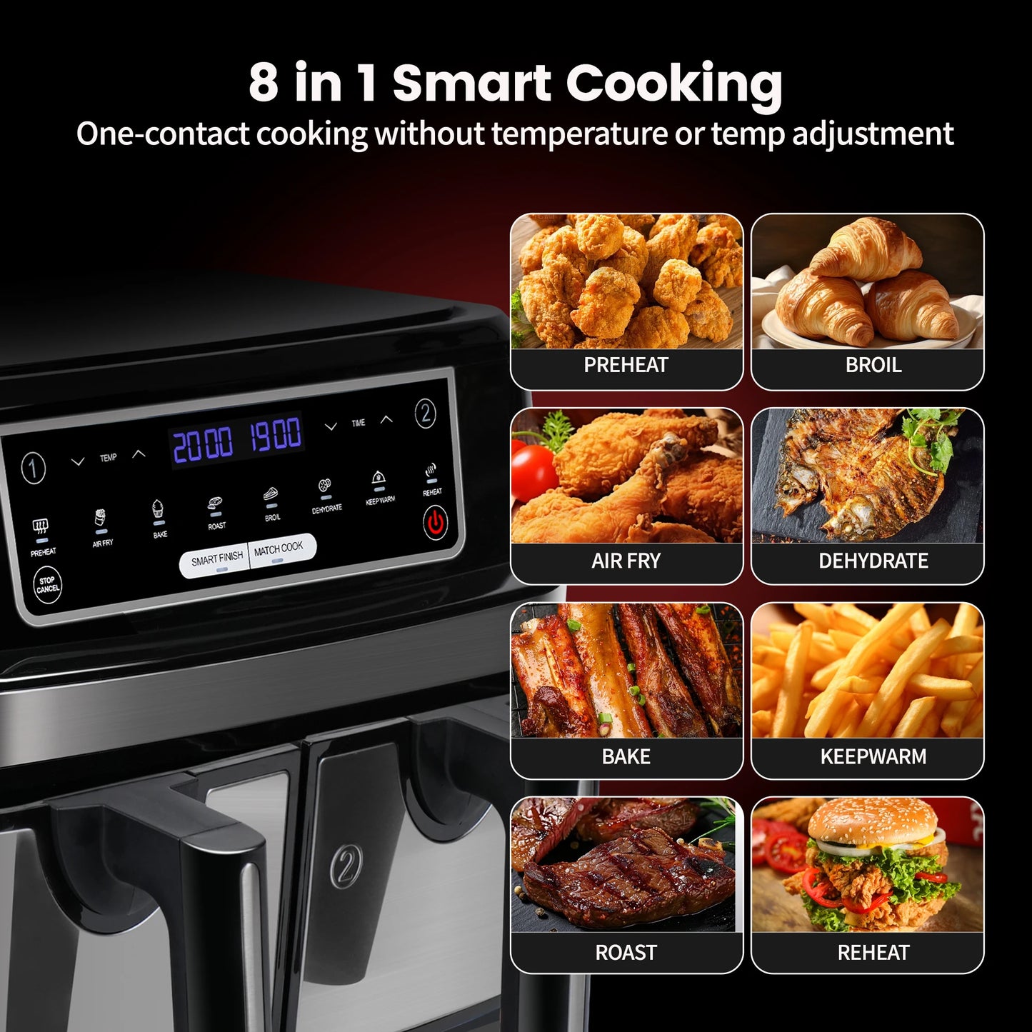 Friteuse à Air Chaud XXL 9L Double Compartiment – Cuisinez Sainement et Rapidement