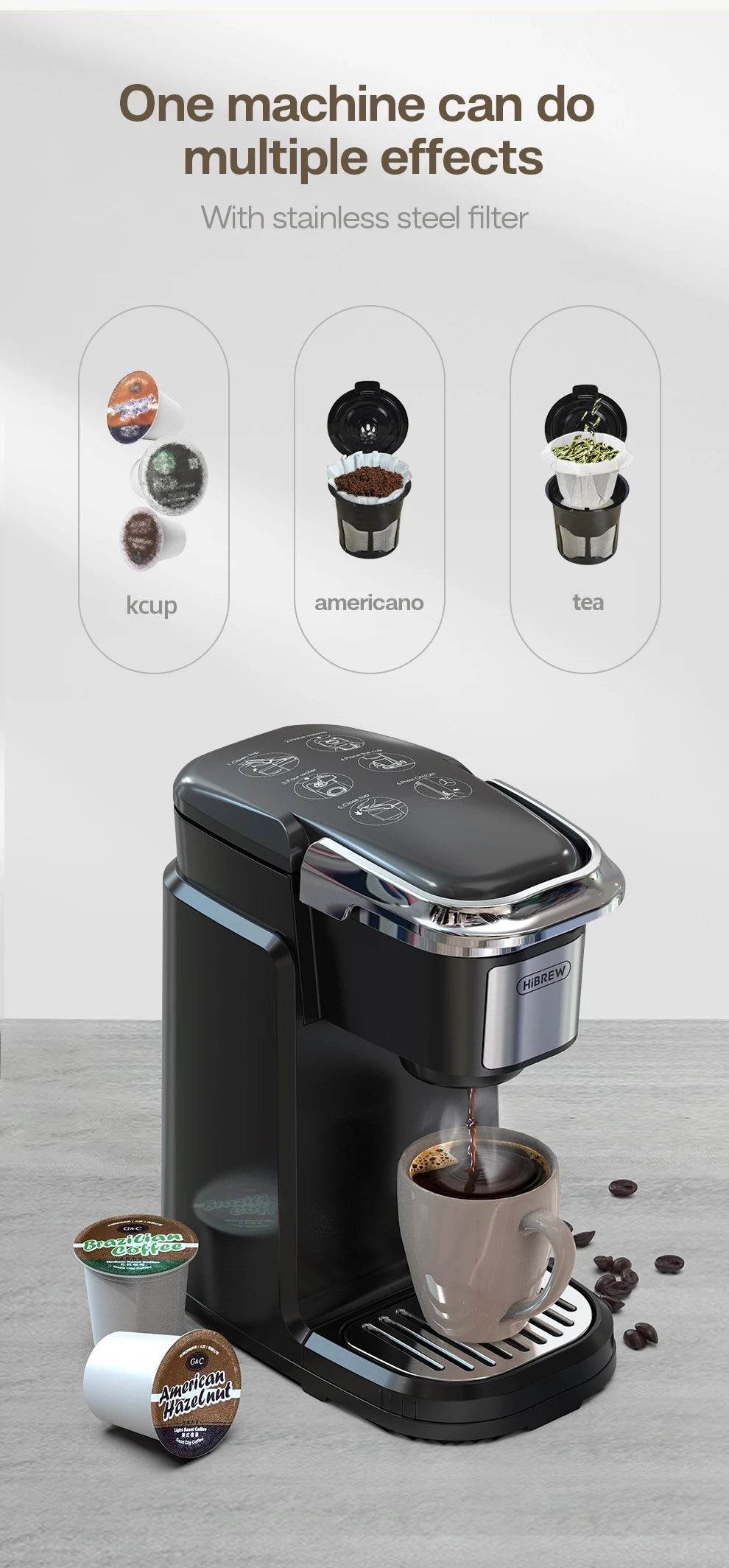 Cafetière Filtre et Capsules K-Cup – Machine à Thé et Distributeur d'Eau Chaude - Ma Cuisine Boutique