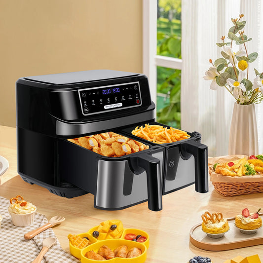 Friteuse à Air Chaud XXL 9L Double Compartiment – Cuisinez Sainement et Rapidement