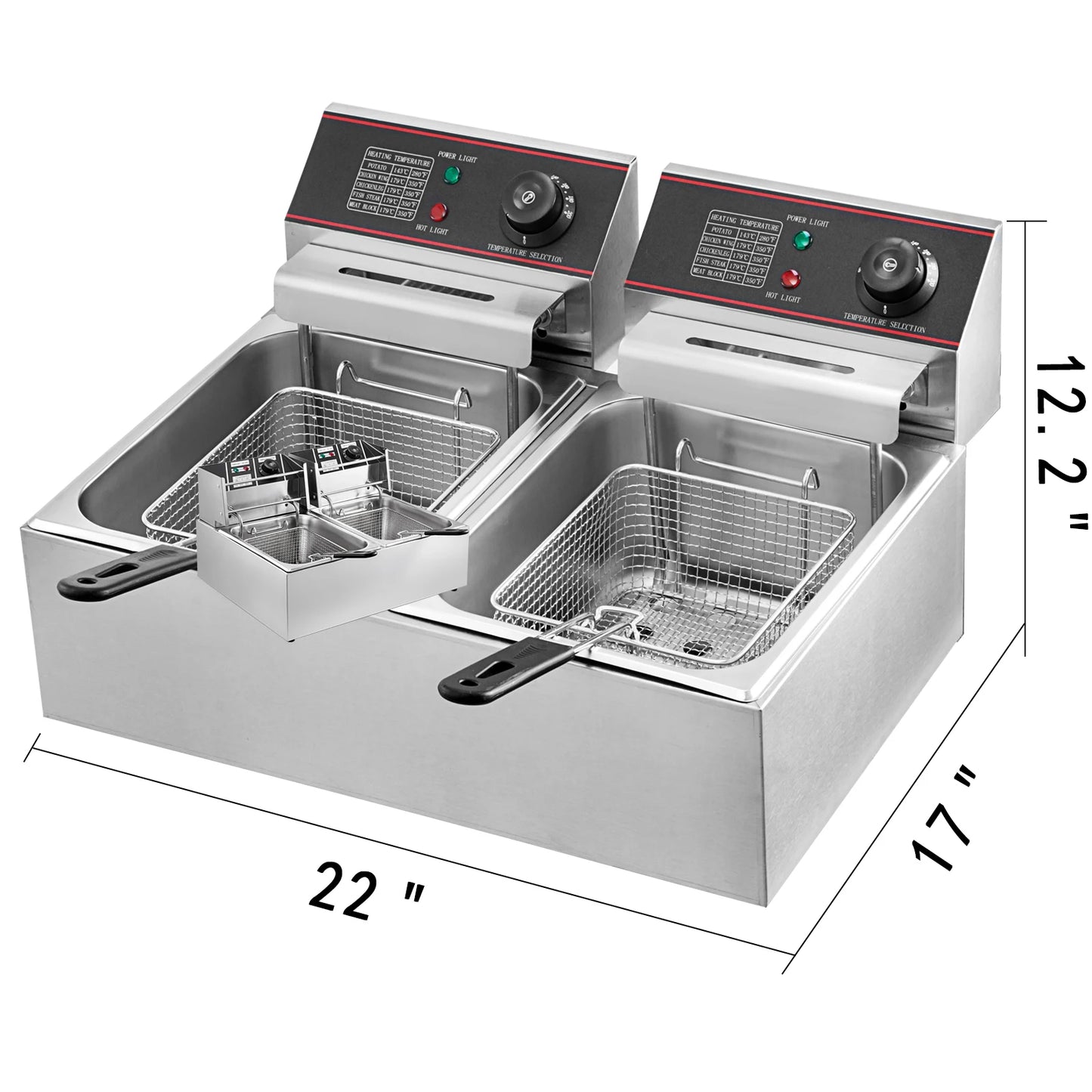 Friteuse professionnelle électrique 12L double cuve – Puissance et performance pour cuisine pro