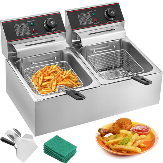 Friteuse professionnelle électrique 12L double cuve – Puissance et performance pour cuisine pro